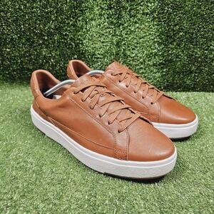 Kizik Vegas Brown Leather Hands Free Casual Comfort Sneakers Size Mens 11.5 Wide